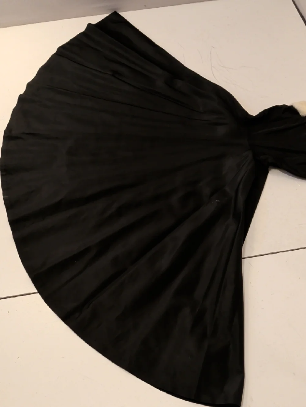 Vintage 50s Party Dress Fit & Flare Black Taffeta w/ Cream Fur Trim Fit XS 0 - Picture 8 of 10